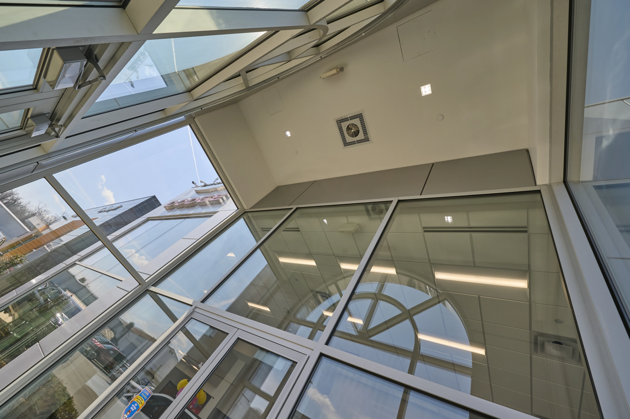 Lofted ceiling detail at project